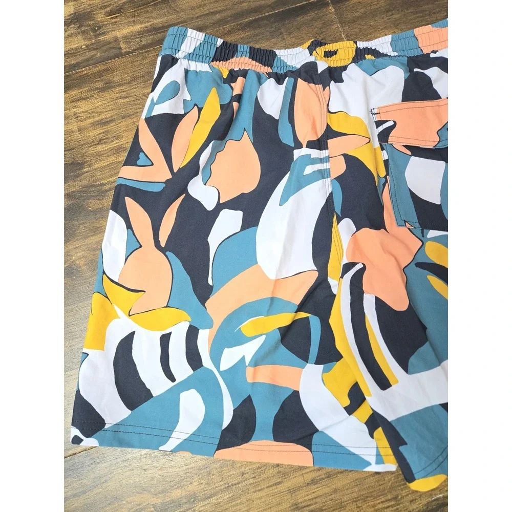 Quiksilver Mens‎ XXL Tropical Leaf Print Swim Trunks Blue Orange Board Shorts